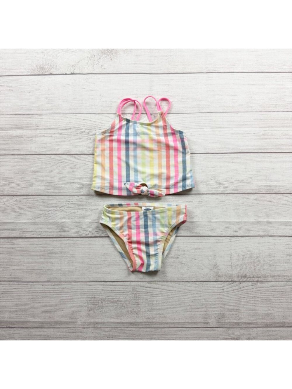 Old Navy Toddler Girls Rainbow Plaid Bikini Swimsuit Tank Bottoms Lightweight 2T